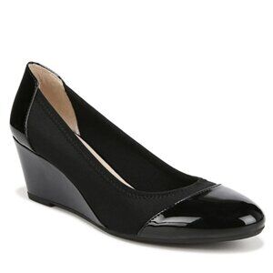 LifeStride Women's Juliana Patent Cap Toe WedgeWide fit size 12W, Black